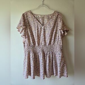 Agnes And Floral V-Neck Top